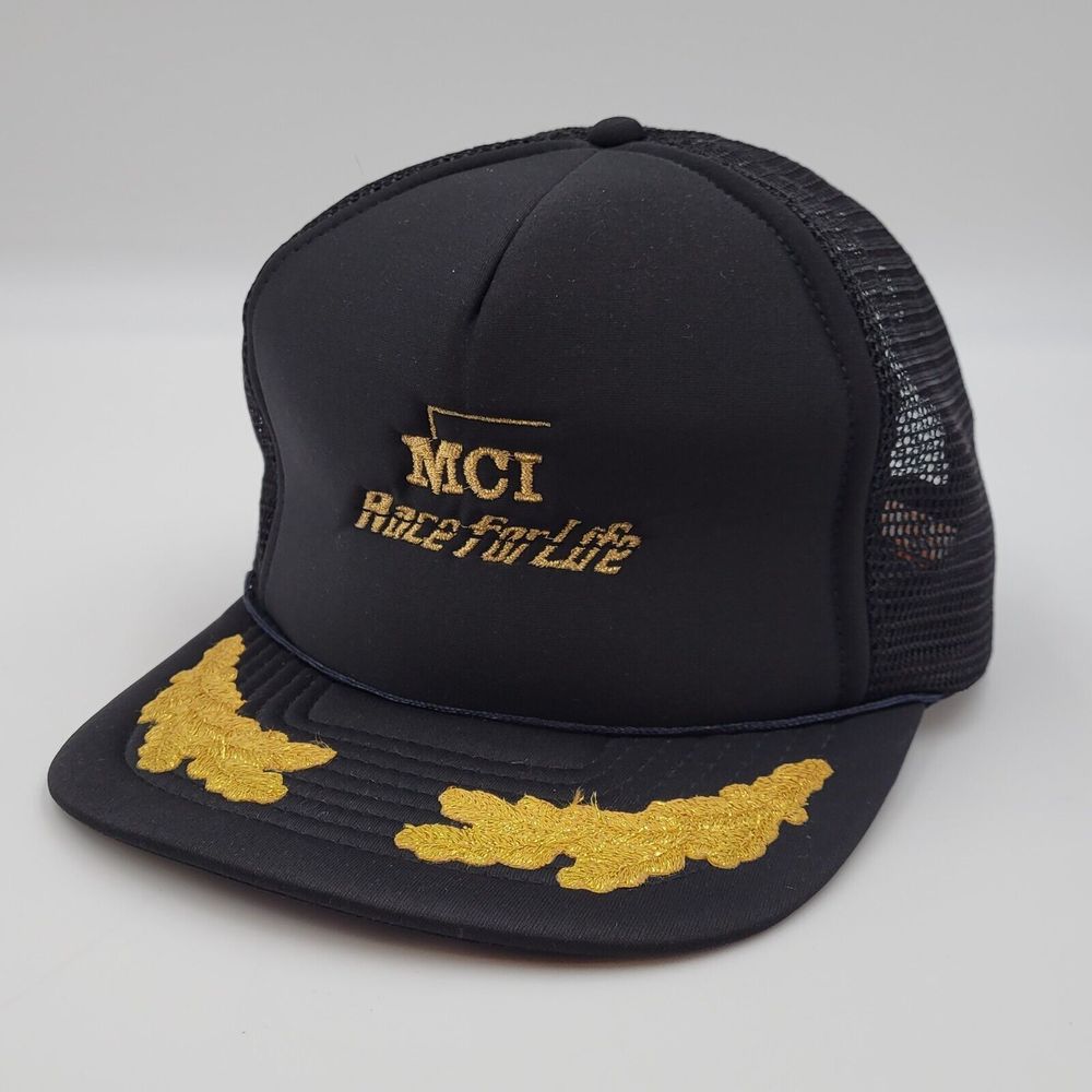 Vintage MCI Race For Life Embroidered Black Mesh Scrambled Eggs Snapback Hat Cap